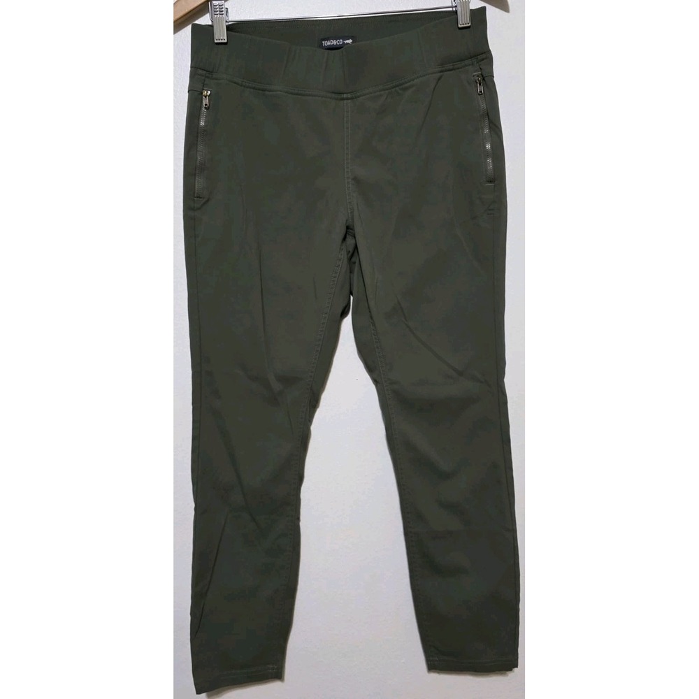 Toad&Co Rover Moto Crop Pant Women 8 Green Olive Stretch Nylon Pull On Hiking